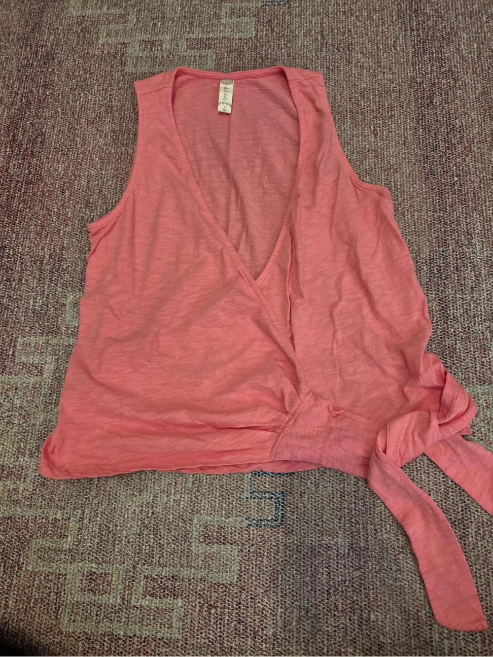 Altard’d state pink soft cotton jersey faux wrap v neck tank top size small